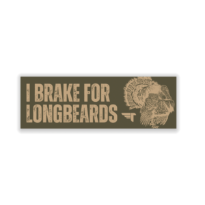 "I Brake for Longbeards" Sticker - Green/Tan